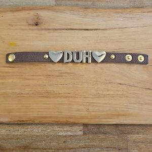 Vintage.Hand Crafted Brown Genuine Leather Love Adjustable Bracelet.